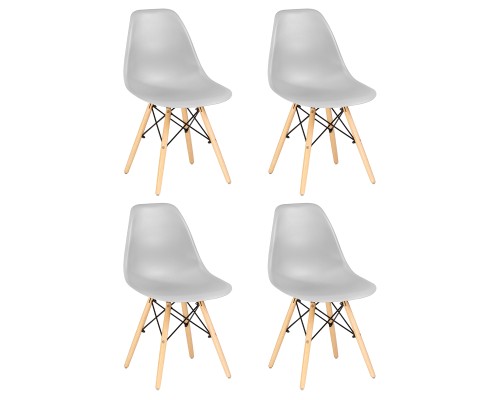 Набор 4 шт Стул обеденный DOBRIN DSW, ножки светлый бук, цвет светло-серый (GR-01)