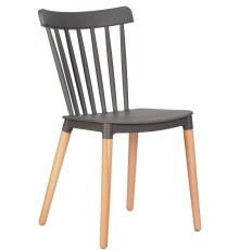 Стул обеденный DOBRIN THEO, ножки светлый бук, цвет темно-серый (GR-04)