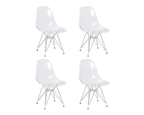 Набор 4 шт Стул обеденный DOBRIN DSR CASPER, ножки хром, цвет прозрачный