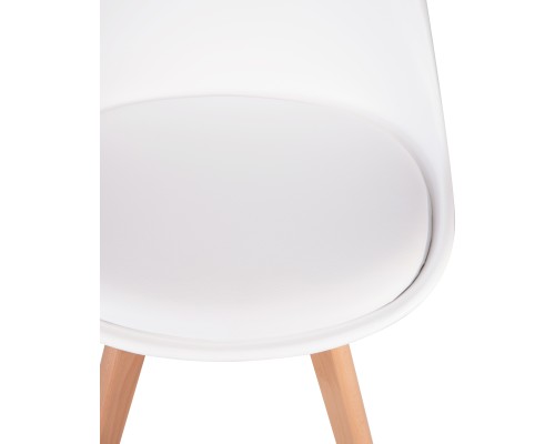 Стул обеденный DOBRIN JERRY SOFT, ножки светлый бук, цвет сиденья белый (W-02)