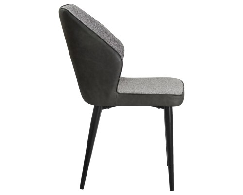 Стул обеденный DOBRIN KEVIN, черные матовые ножки, Сиденье серая ткань FC-09, Спинка антрацит кожзам RU-08