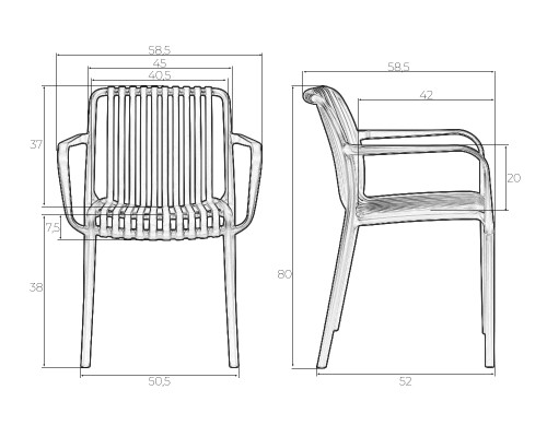 Набор 3 шт Стул обеденный DOBRIN WALTER ARM, черный (B-03)