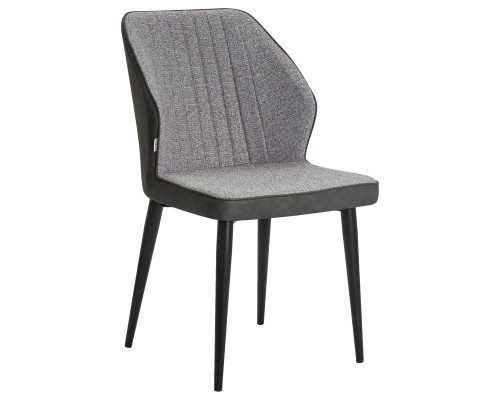 Стул обеденный DOBRIN KEVIN, черные матовые ножки, Сиденье серая ткань FC-09, Спинка антрацит кожзам RU-08