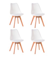 Набор 4 шт Стул обеденный DOBRIN JERRY SOFT, ножки светлый бук, цвет сиденья белый (W-02)