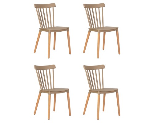Набор 4 шт Стул обеденный DOBRIN THEO, ножки светлый бук, цвет бежевый (GR-03)