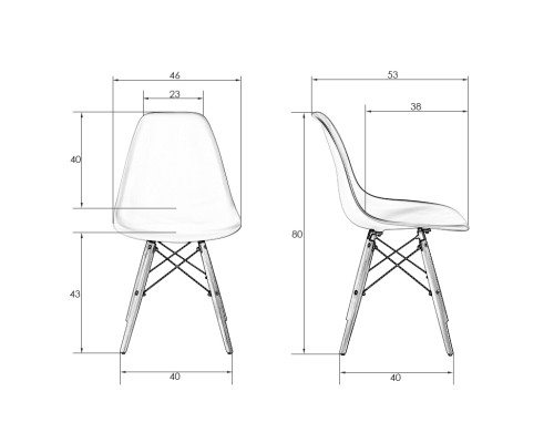 Стул обеденный DOBRIN DSW, ножки светлый бук, цвет чёрный (B-03)