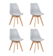 Набор 4 шт Стул обеденный DOBRIN JERRY SOFT, ножки светлый бук, цвет сиденья светло-серый (GR-01)