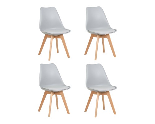 Набор 4 шт Стул обеденный DOBRIN JERRY SOFT, ножки светлый бук, цвет сиденья светло-серый (GR-01)