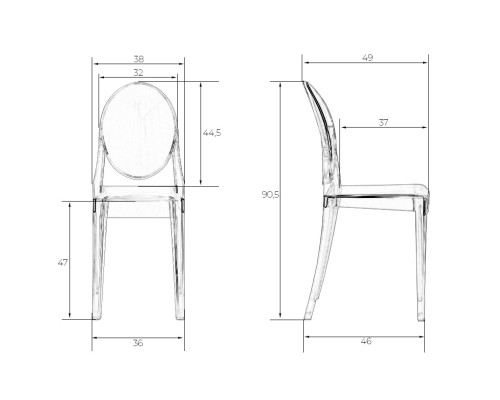 Стул обеденный DOBRIN VICTORIA GHOST, цвет прозрачный