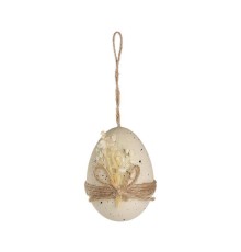 427852 Фигурка Яйцо MAYDOLONG, H90, ?69, камень, джут, кремовый в черную крапинку