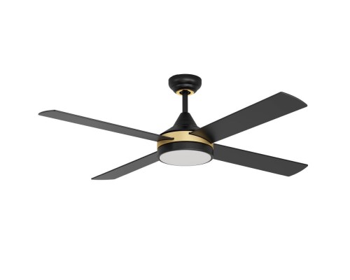 35118 Вентилятор потолочный со светильником TRINIDAD, ?1220, сталь, акрил, черный, латунный, молочный