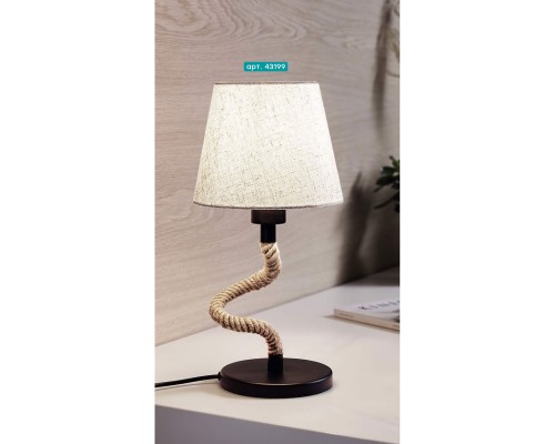 43199 Настольная лампа RAMPSIDE, 1х60W(E27), ?190, основа ?145, H400, сталь, канат. веревка, черный/