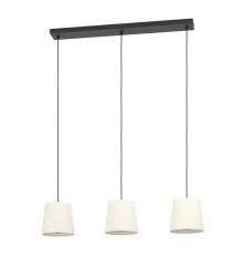 901263 Подвесной светильник FEBRES, 3х60W (E27), H1100, L880, B180, сталь, черный, текстиль, белый