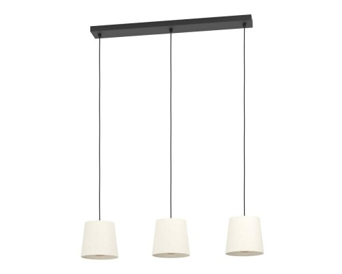 901263 Подвесной светильник FEBRES, 3х60W (E27), H1100, L880, B180, сталь, черный, текстиль, белый