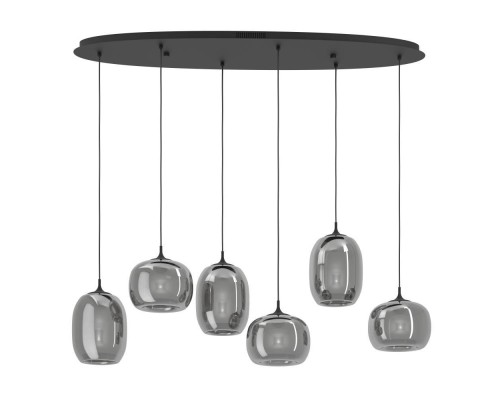 390415 Светод подвес с рег-кой цветовой темп-ры LARVA, 6X3,7W(LED) ,2700-6500K, 3060lm, сталь, черный, черный, прозрачный