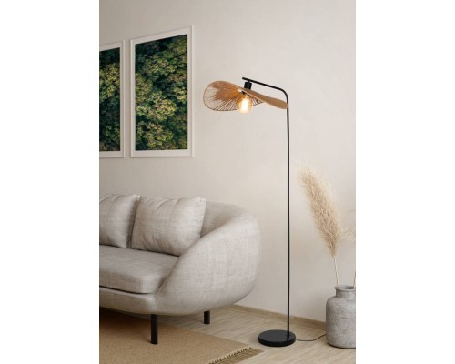 31966 Торшер SIRUELA, 1х40W (E27), L480, В560, H1600, сталь черный / бумага, натуральный