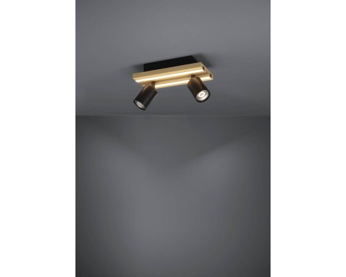 390522 Светодиодный настенно-потолочный светильник  GESTEIRA, 14W(LED) ,3000K, 1100lm, сталь, дерево, черный, коричневый, черный