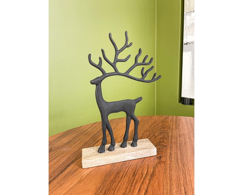 427122 Статуэтка Олень BALIGUIAN, L185, B50, H255, алюминий, дерево, черный, натуральный