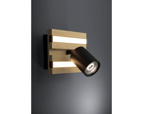 390521 Светодиодное бра GESTEIRA, 8W(LED) ,3000K, 660lm, сталь, дерево, черный, коричневый, черный