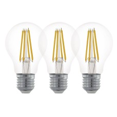 12887 Комплект светод ламп 3шт, 6,5W(E27), 2700K, 810 lm, стекло, прозрачн.