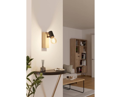 99477 Спот TOWNSHEND 3, 1x10W(E27-LED), дерево, сталь, коричневый, черный