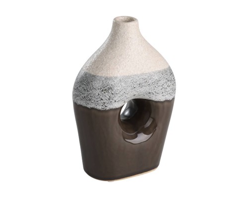 421516 Ваза керамическая IWATE, L120, B70, H180, керамика, бежевый, черный