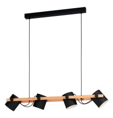 43424 Подвес HORNWOOD, 4х60W (E27), L1100, B180, H1100, сталь, черный, кремовый /дерево, коричневый