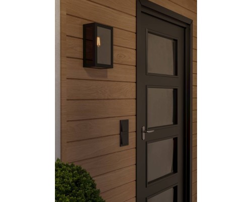 33627 Уличн настен свет-к ALAMONTE SMOKE, 1x40W(E27), IP44, L170, H260, сталь, черный, стекло, черный, прозрачный