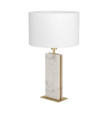 390409 Настольная лампа BELESAR, 1x40W(E27), сталь, латунь состаренный, белый, текстиль