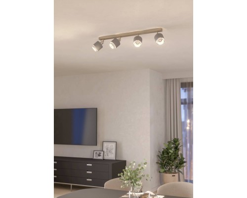 901048 Спот BELLIZZI, 4x7,5W(E14-LED), сталь, никель мат, текстиль, серый, белый