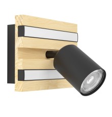 390521 Светодиодное бра GESTEIRA, 8W(LED) ,3000K, 660lm, сталь, дерево, черный, коричневый, черный