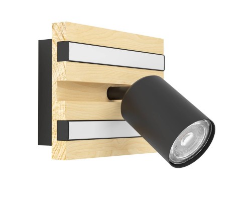 390521 Светодиодное бра GESTEIRA, 8W(LED) ,3000K, 660lm, сталь, дерево, черный, коричневый, черный