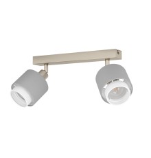 901046 Спот BELLIZZI, 2x7,5W (E27), L310, B90, H185, сталь, матовый никель / текстиль, серый, белый