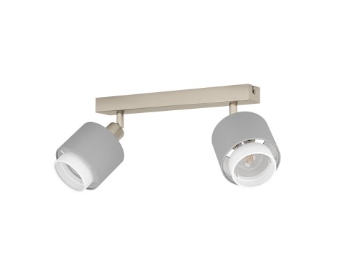 901046 Спот BELLIZZI, 2x7,5W (E27), L310, B90, H185, сталь, матовый никель / текстиль, серый, белый
