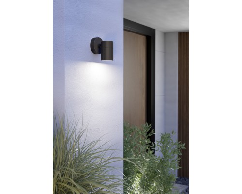 902037 Уличн светодиод свет-к настенный TOMELLOSO, 1X28W(GU10), IP44, алюминий, черн, стекло, прозрачн