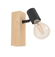 99477 Спот TOWNSHEND 3, 1x10W(E27-LED), дерево, сталь, коричневый, черный