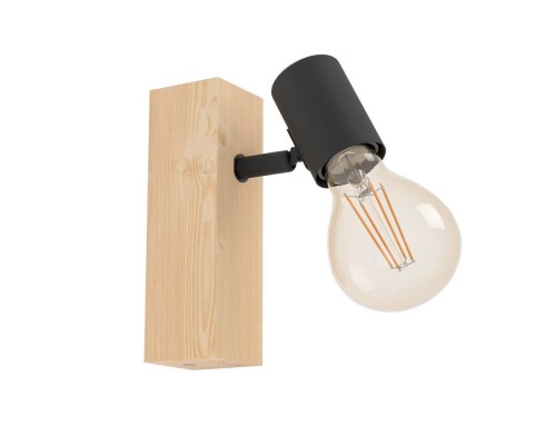 99477 Спот TOWNSHEND 3, 1x10W(E27-LED), дерево, сталь, коричневый, черный