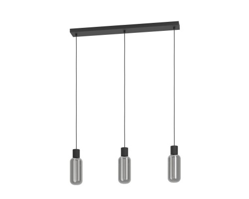 901005 Подвесной светильник MAJONE, 3х4W (E27), H1100, В90, L770, сталь, дерево, черный / затемненно