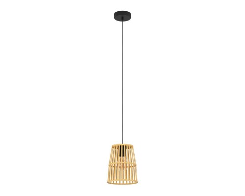 33201 Подвесной светильник (люстра) EYAM, 1X40W (E27), ?190, сталь, черный/дерево, коричневый