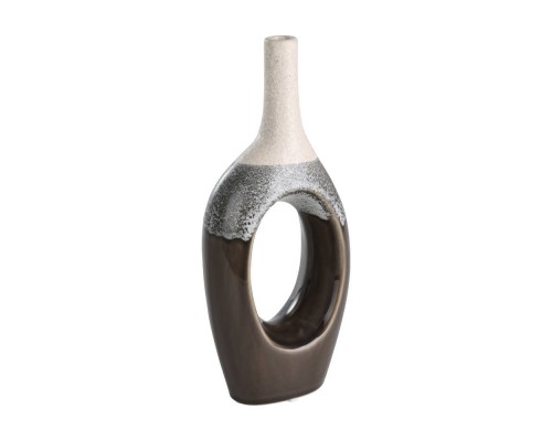 421517 Ваза керамическая IWATE, L120, B60, H270, керамика, бежевый, черный