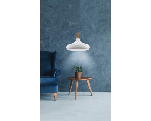 901179 Подвес SABINAR, 1х40W(E27), ?400, сталь, белый/дерево, коричневый