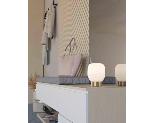 900307 Настольная лампа MANZANARES, 1x40W, E27, H180, ?145, основание: ?90, сталь, матовая латунь, золотой/матовое опаловое стекло, белый