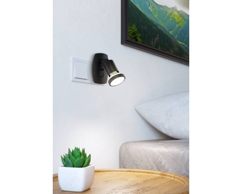 300911 Светод бра  в розетку PARRINI, 1X4,5W(GU10), сталь, пластик, черный