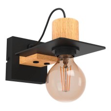 43753 Бра BRAMERTON, 1х40W, E27, L120, H110, A215, сталь, дерево, черный, коричневый