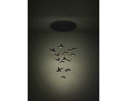 390352 Люстра диммируемая PARATEBUENO, 17X3W (LED), 3000K, 6460lm, ?780, сталь, черный/сталь, пластик, черный никель, сатинированный