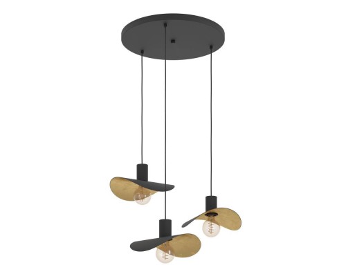 390395 Подвес SACEDA, 3x40W(E27), сталь, черный, золотой