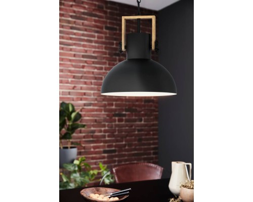 44056 Подвес LUBENHAM , 1х28W(E27), ?300, H1100, сталь, дерево, черный, коричневый