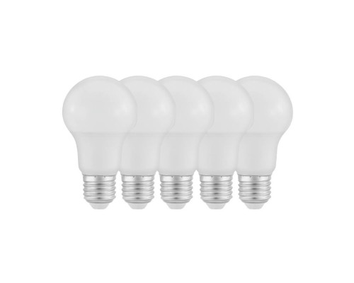 12678 Комплект светод ламп А60 5шт., 9W(E27), 2700K, 806lm, пластик, опаловый