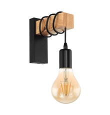 32917 Бра TOWNSHEND, 1х10W (E27), L65, A190, H215, сталь, дерево, черный, коричневый