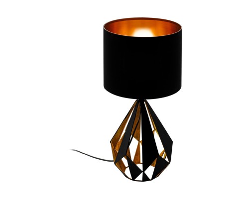 43077 Настольная лампа CARLTON 5, 1х60W(E27), ?250, H510, cталь, черный, медь/текстиль, черный, медь